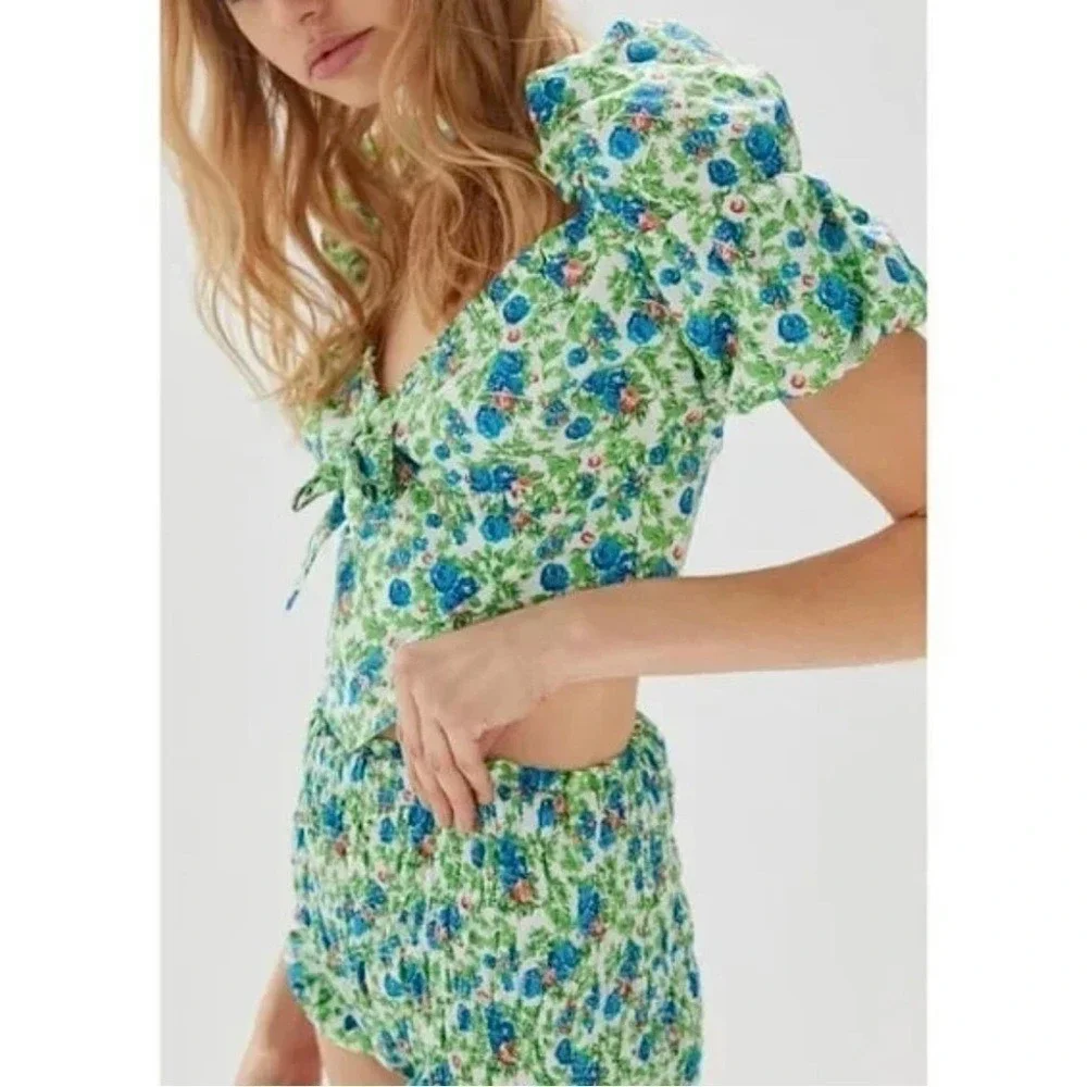 NWT House of Sunny‎ Floral Bandana & Hot Pants Set Size 2